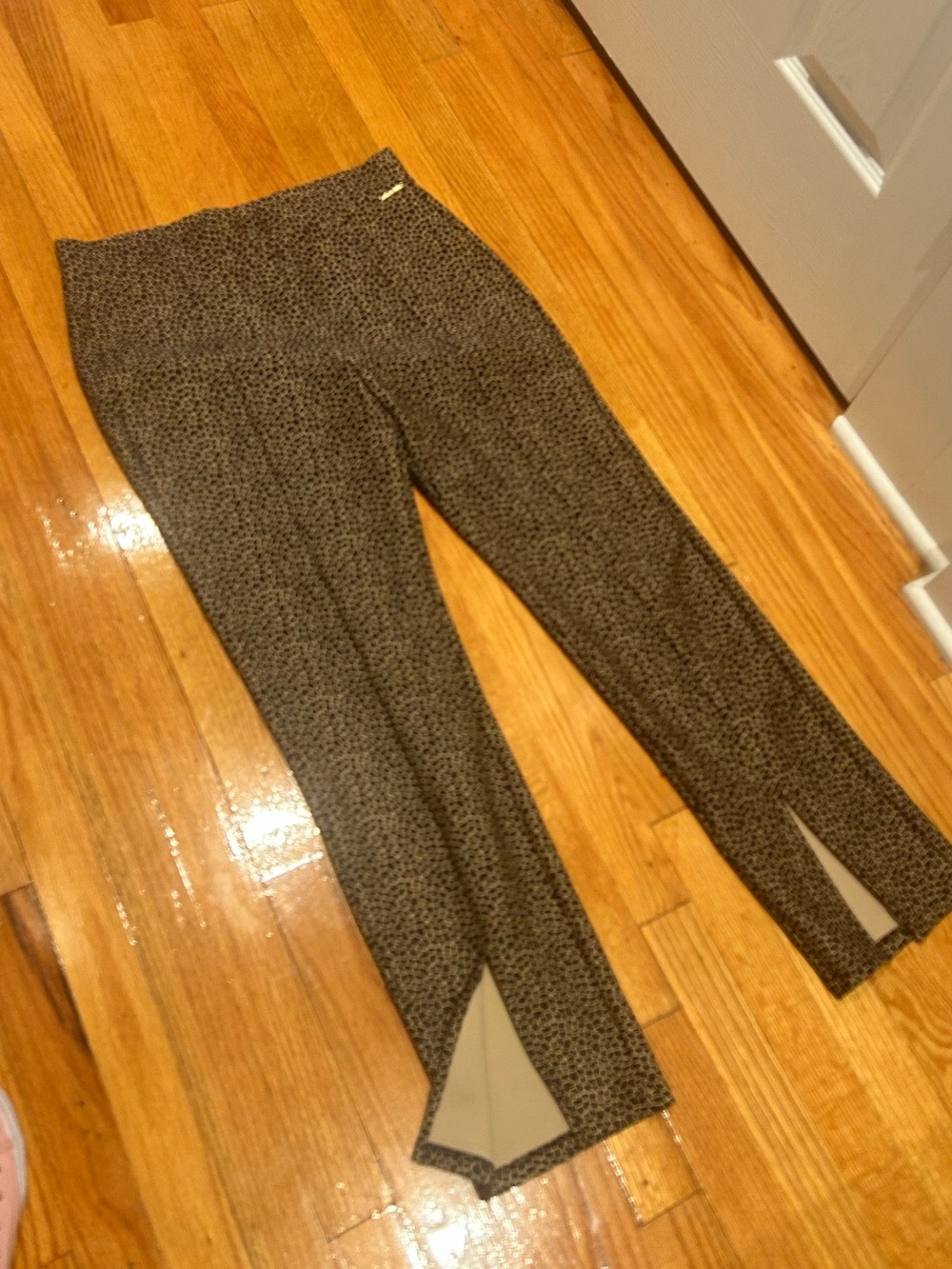 Michael Kors Leopard-Print Bootcut Pants with Front Slits